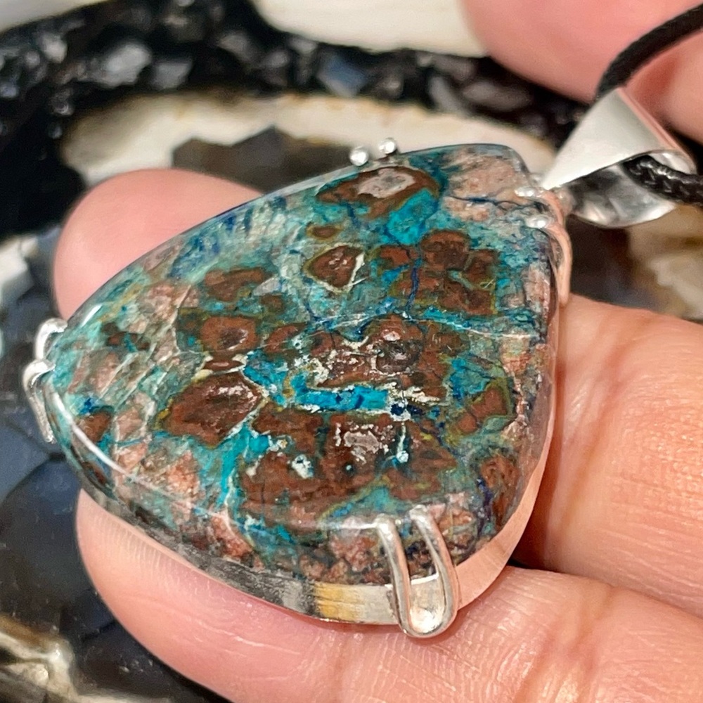 Chessylite Blue Spar Azurite Pendant 1 7/8”